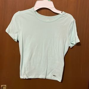 Teal Hollister Cropped Shirt